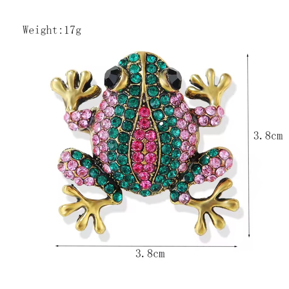 New Colorful Rhinestone Frog Brooch - Picture 3 of 3
